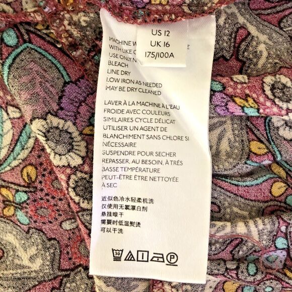 Maeve Anthropologie Janie Flounced Peasant Blouse Womens Sz 12 Dark Moody Floral - Picture 15 of 16